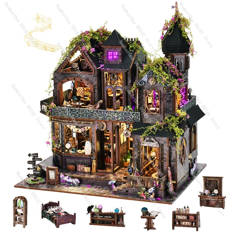 Model Kit House - 나무 미니어처 하우스 빌딩 블록 모델