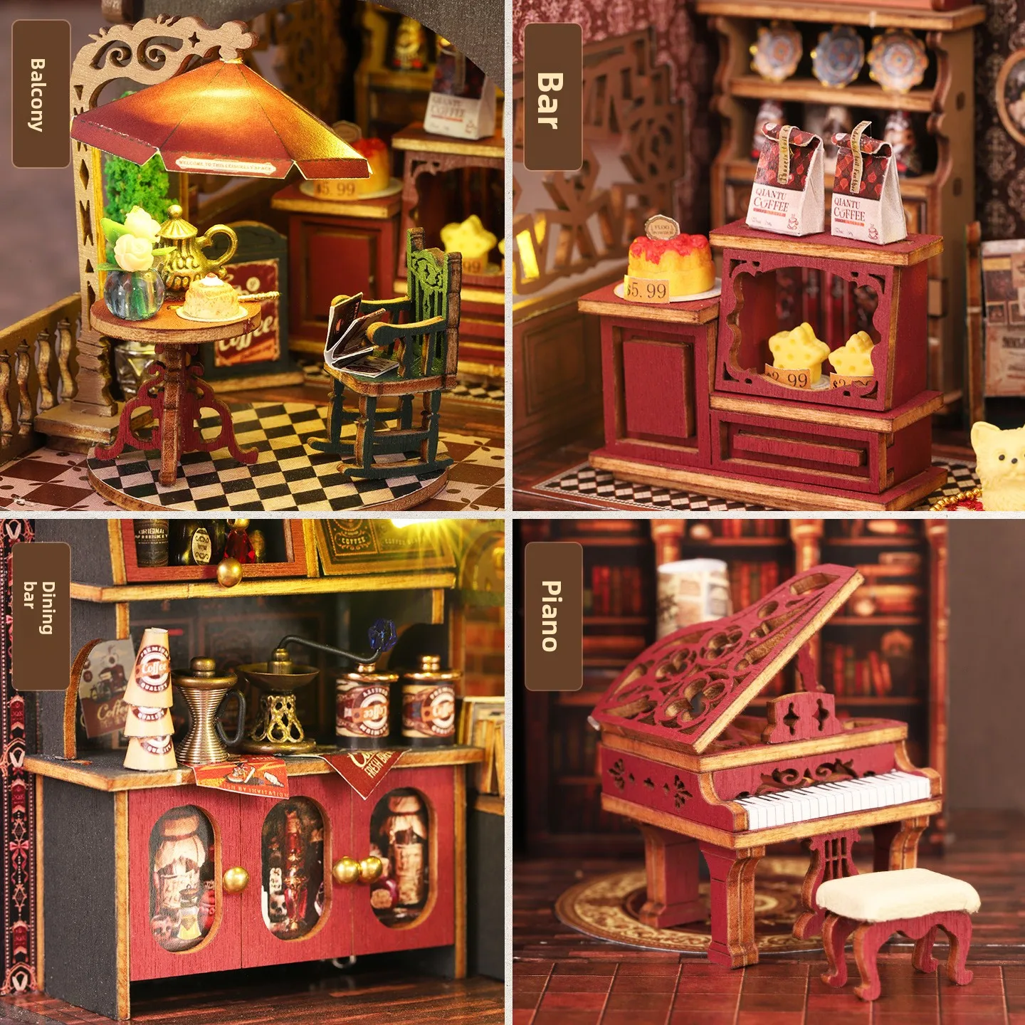 DIY 3D 나무 커피숍 북눅 키트, 미니어처 퍼즐 모 - Model Kit House 리뷰 및 가격