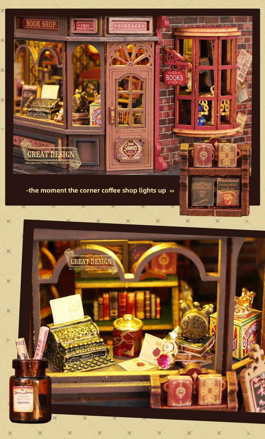 DIY 3D 나무 커피숍 북눅 키트, 미니어처 퍼즐 모 - Model Kit House 리뷰 및 가격