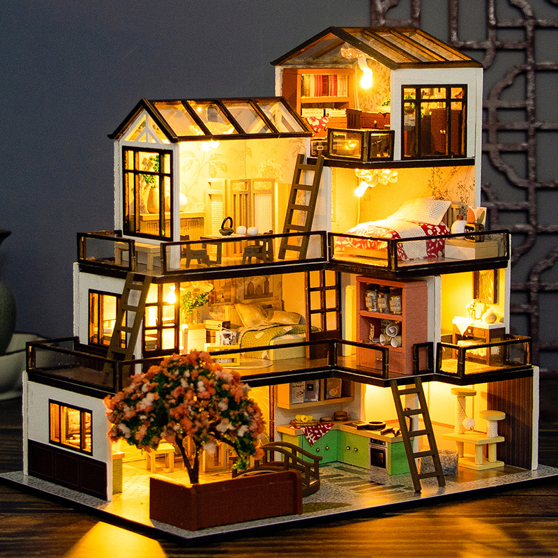 DIY 나무로 만든 꿈의 마을 오두막 인형 집 미니어처 - Model Kit House 리뷰 및 가격