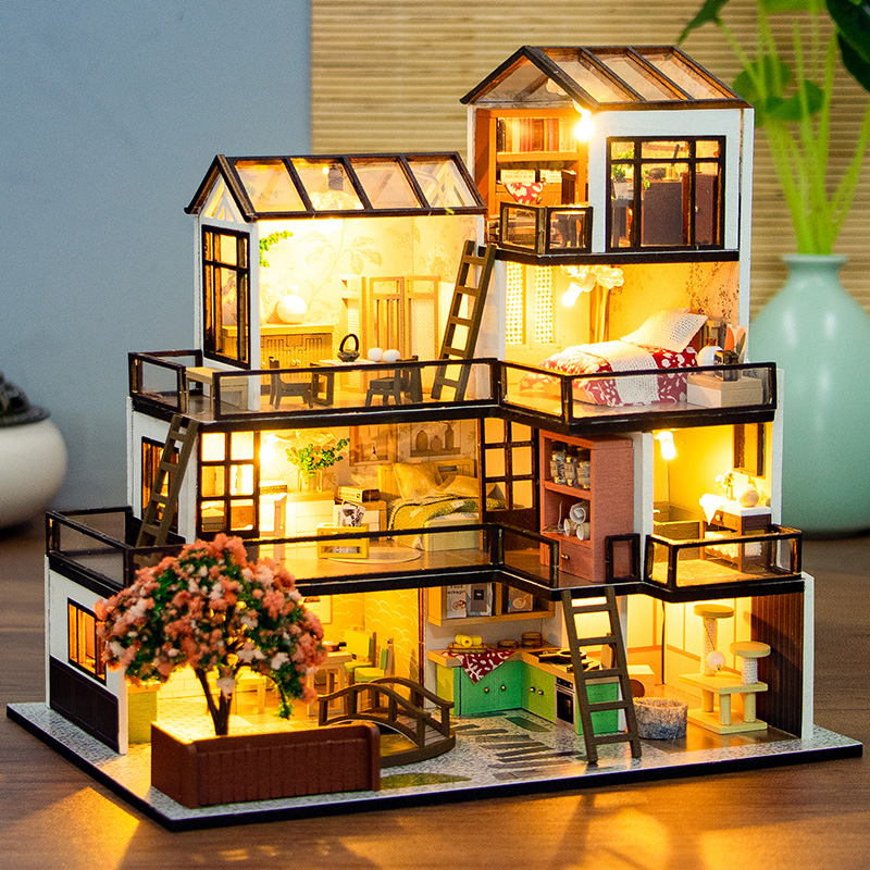 DIY 나무로 만든 꿈의 마을 오두막 인형 집 미니어처 - Model Kit House 리뷰 및 가격