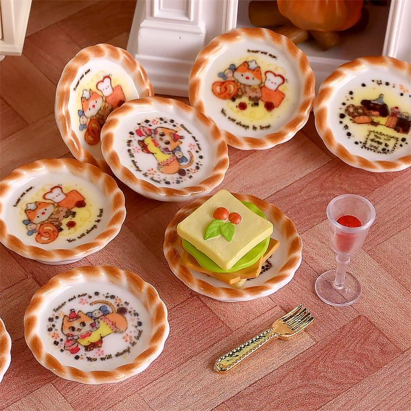 10개 세트 인형집 미니어처 강아지 프린트 빵 팬 모델 - Model Kit House 리뷰 및 가격
