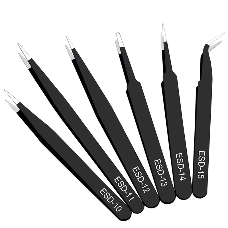 6pcs 정전기 방지 스테인레스 스틸 핀셋 세트 수리  - Model Kit Tweezers 리뷰 및 가격