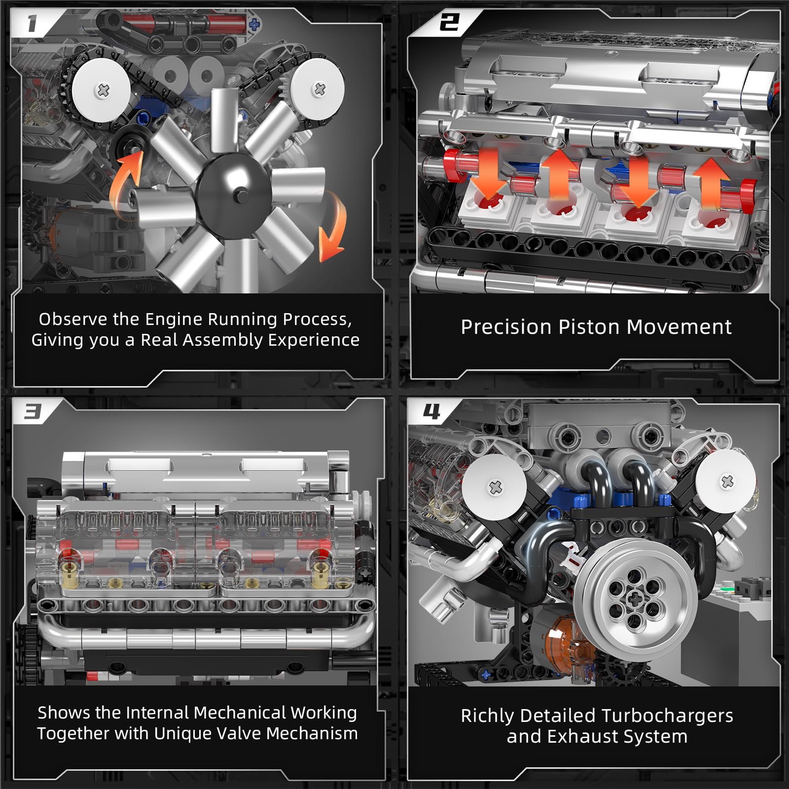 몰드 킹 10088 V8 엔진 빌딩 블록 키트 535피 - Model Kit Engine V8 리뷰 및 가격