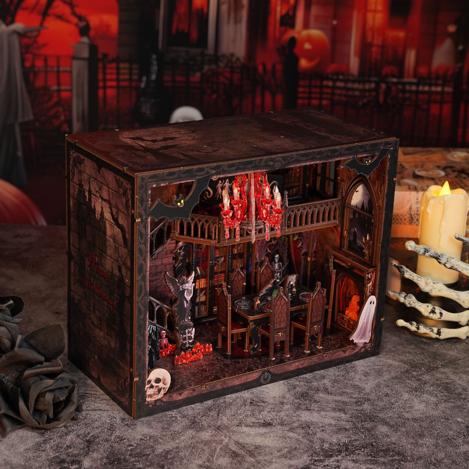 DIY 나무 책꽂이 선반 삽입 키트 할로윈 어두운 집  - Model Kit House 리뷰 및 가격