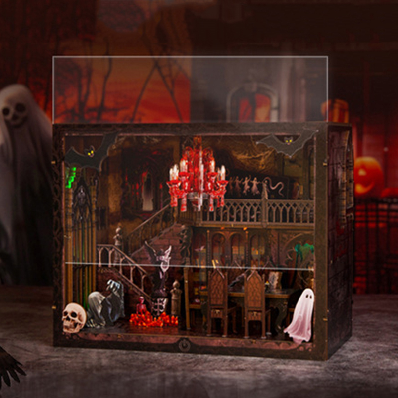 DIY 나무 책꽂이 선반 삽입 키트 할로윈 어두운 집  - Model Kit House 리뷰 및 가격